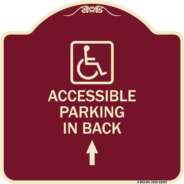 W/ NY Approved Isa Accessible Parking on Up Arrow Heavy-Gauge Alum Sign, 18" x 18", BU-1818-22697